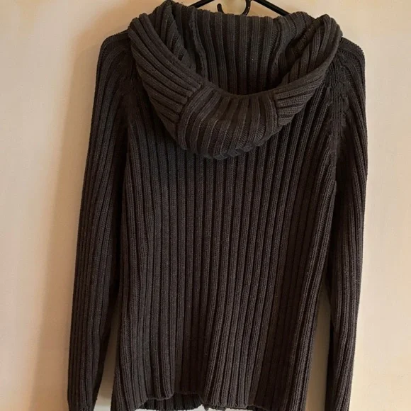 Men’s dark gray zip up hooded Sweater - Picture 3 of 5